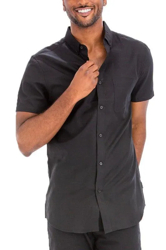 Casual Short Sleeve Solid Shirts For Men