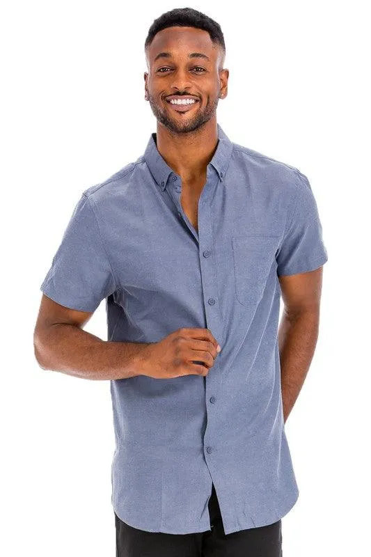 Casual Short Sleeve Solid Shirts For Men