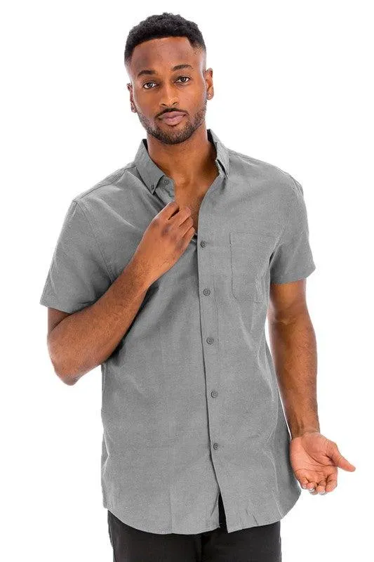 Casual Short Sleeve Solid Shirts For Men
