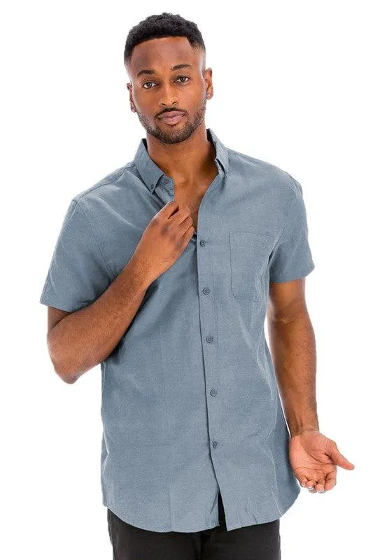 Casual Short Sleeve Solid Shirts For Men