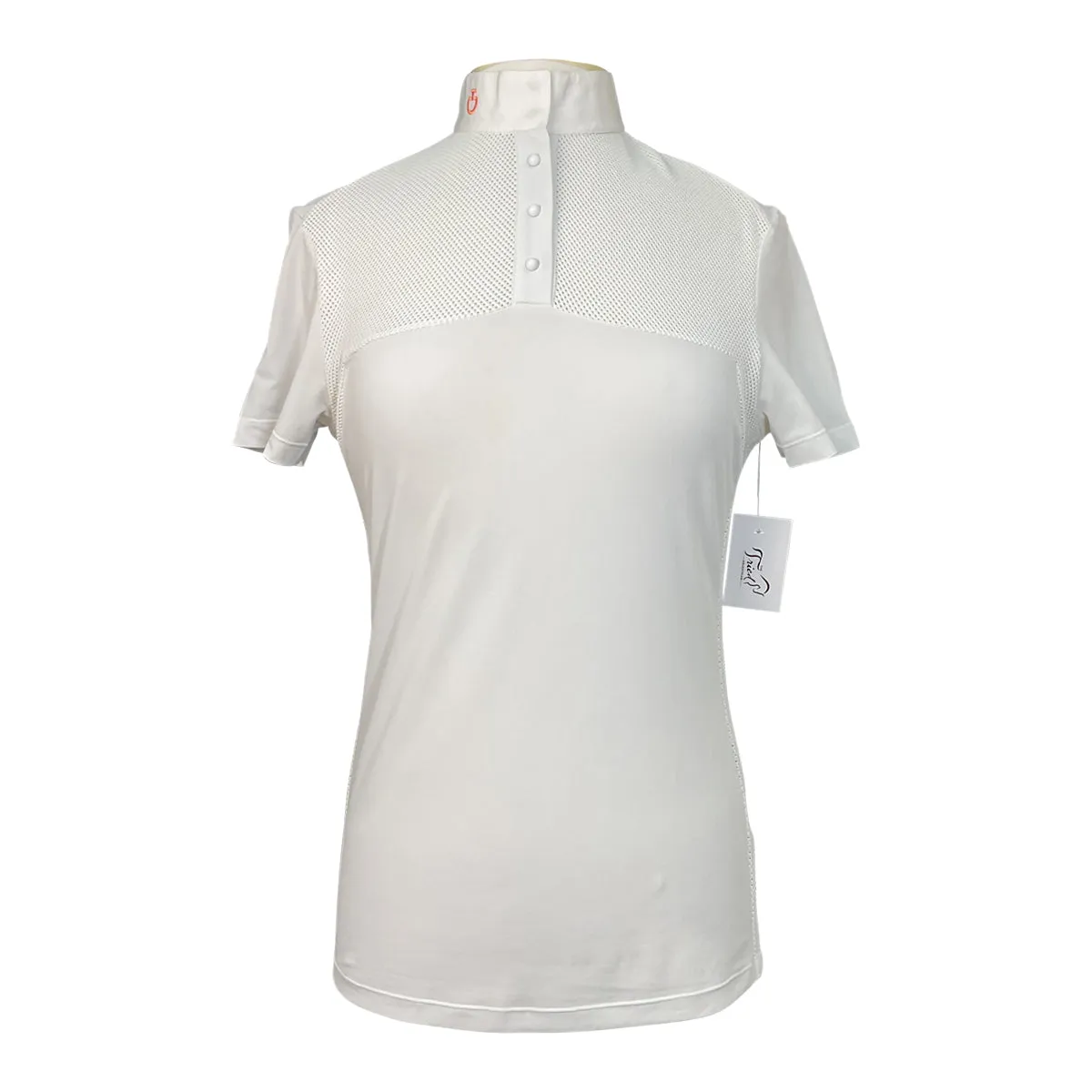 Cavalleria Toscana Knit Perforated Show Shirt in White - Women's Medium
