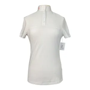 Cavalleria Toscana Knit Perforated Show Shirt in White - Women's Medium