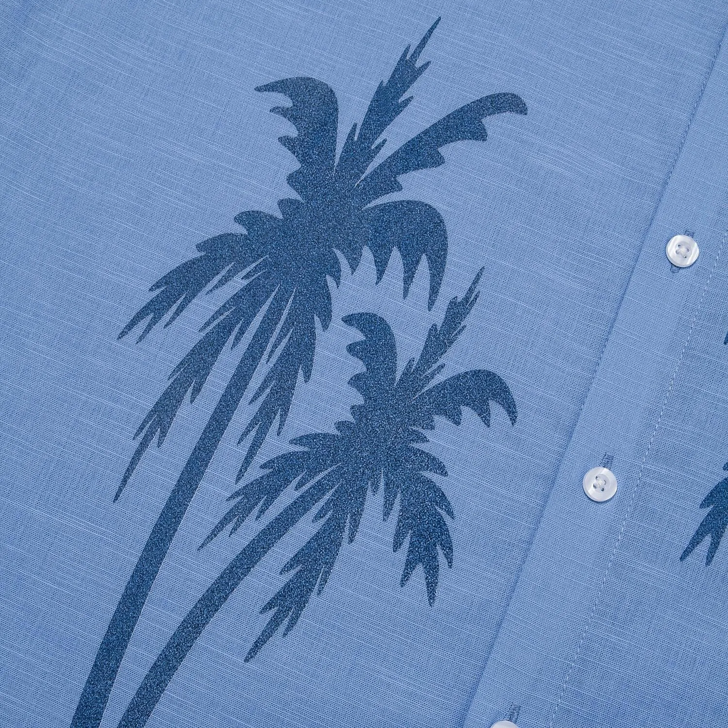 Cotton Linen Palm Tree Graphic Hawaiian Shirt