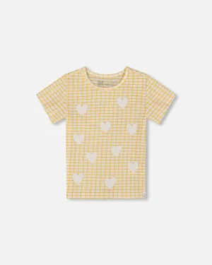 Crinkle Top With Applique Pale Yellow And White
