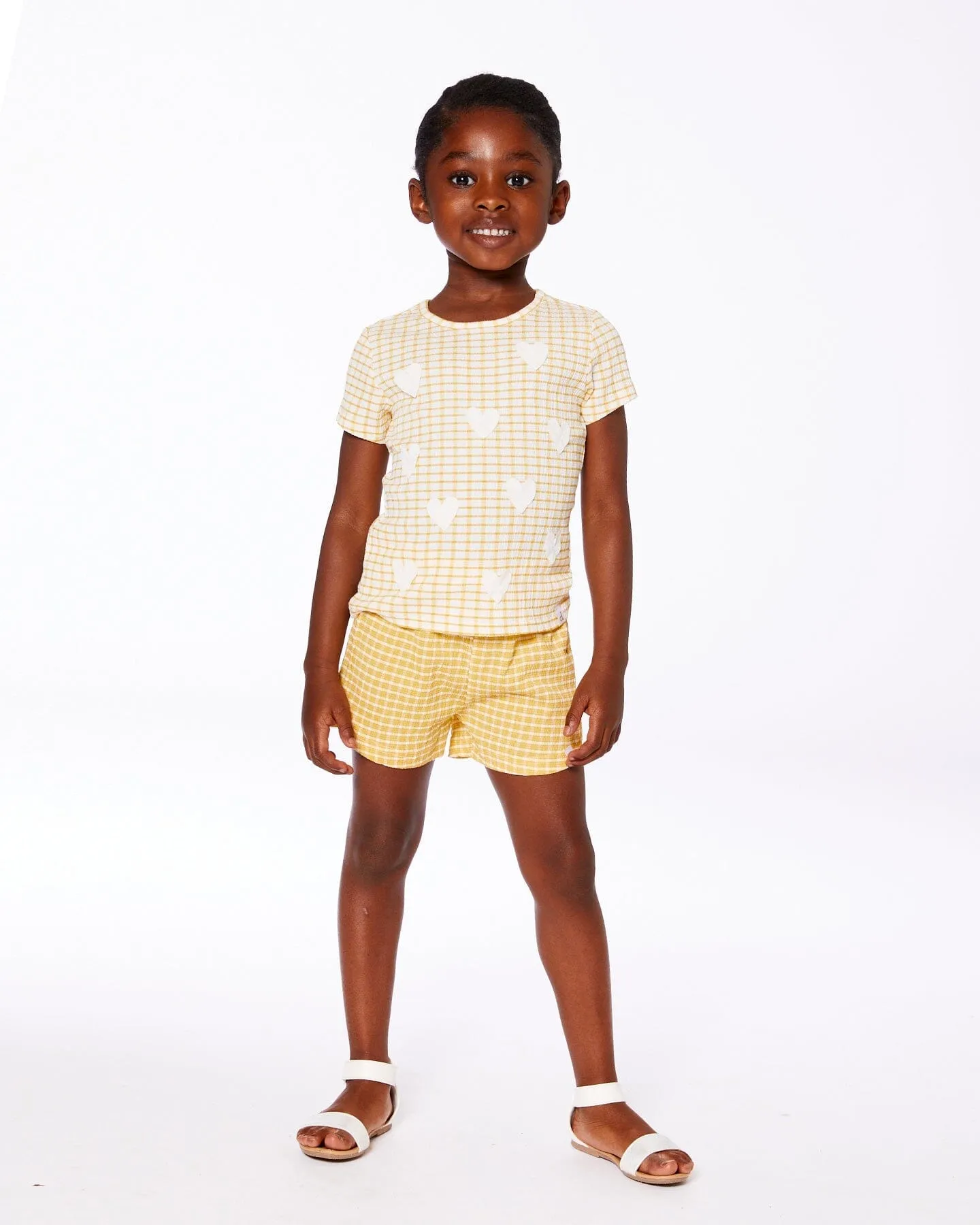 Crinkle Top With Applique Pale Yellow And White