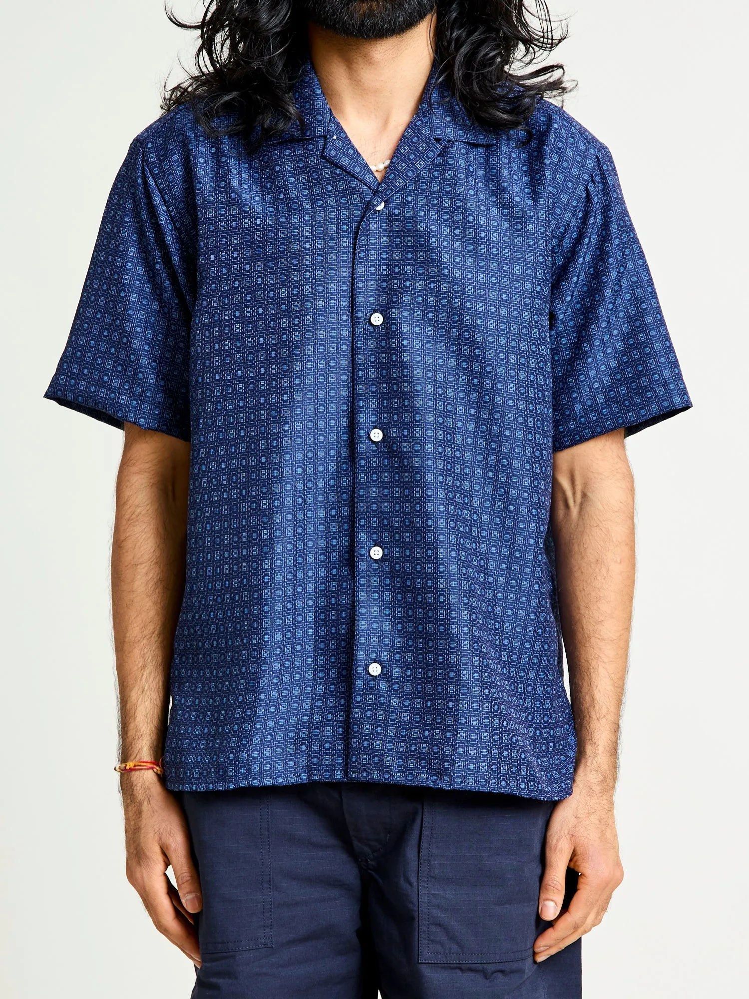 Dobby Camp Shirt in Indigo