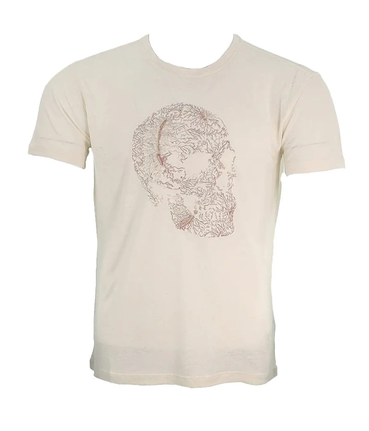 Embroidered Skull Tee in Salt