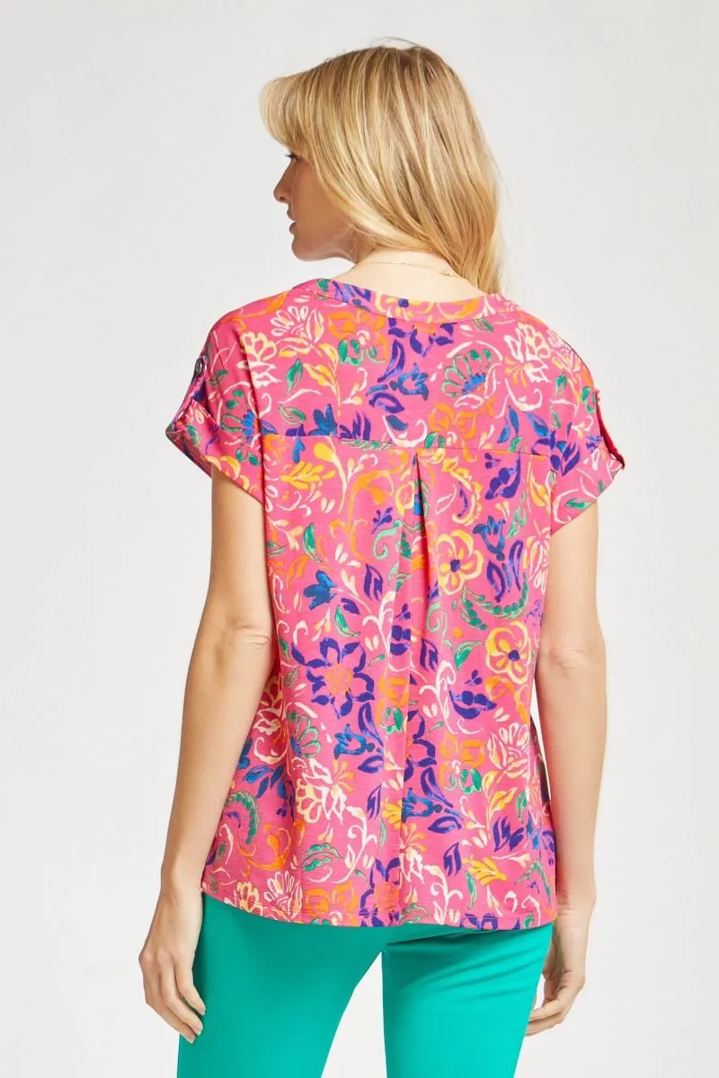 Figure It Out Top Short Sleeve - Pink