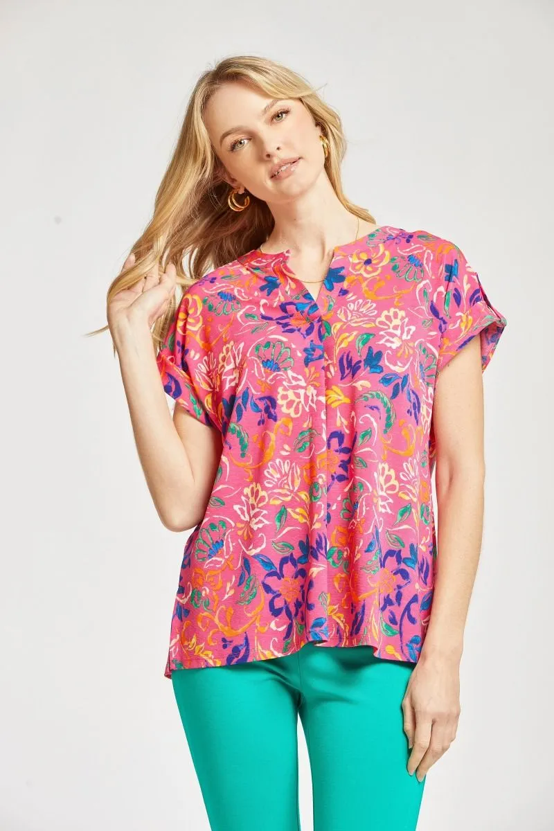 Figure It Out Top Short Sleeve - Pink