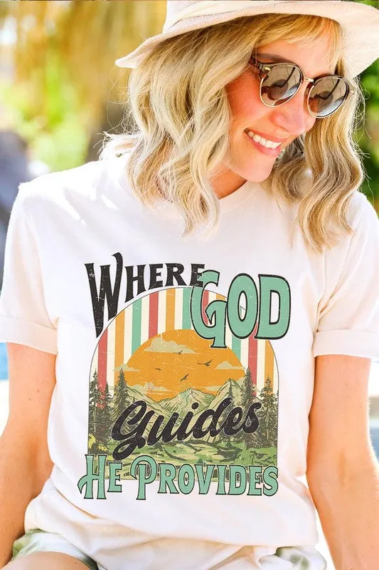 God Guides Provides Christian Graphic T Shirts