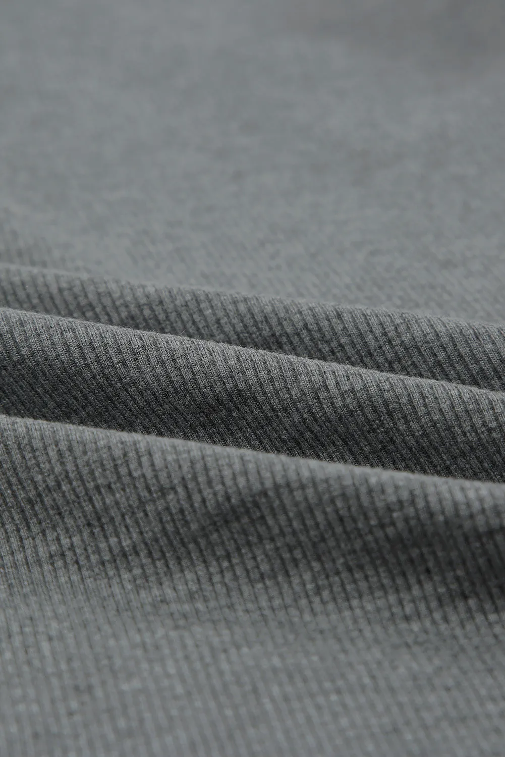 Gray Buttoned V Neck Slim-fit Short Sleeve T-shirt