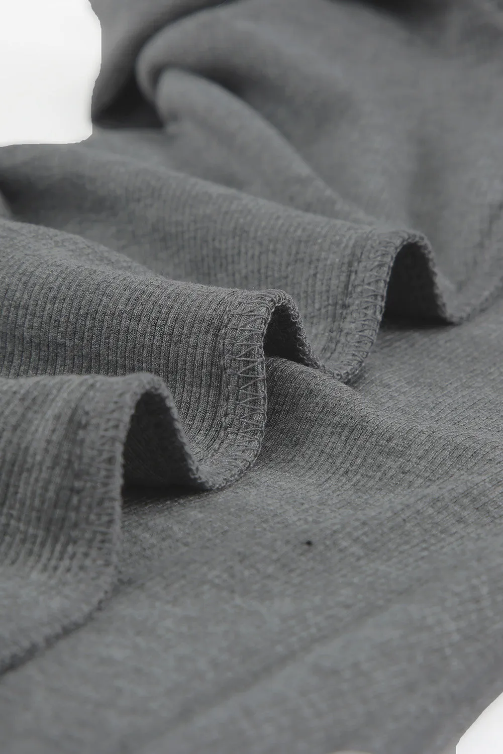 Gray Buttoned V Neck Slim-fit Short Sleeve T-shirt