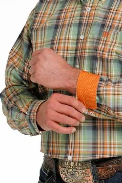 Grayson Cinch Long Sleeve Shirt - Green Plaid