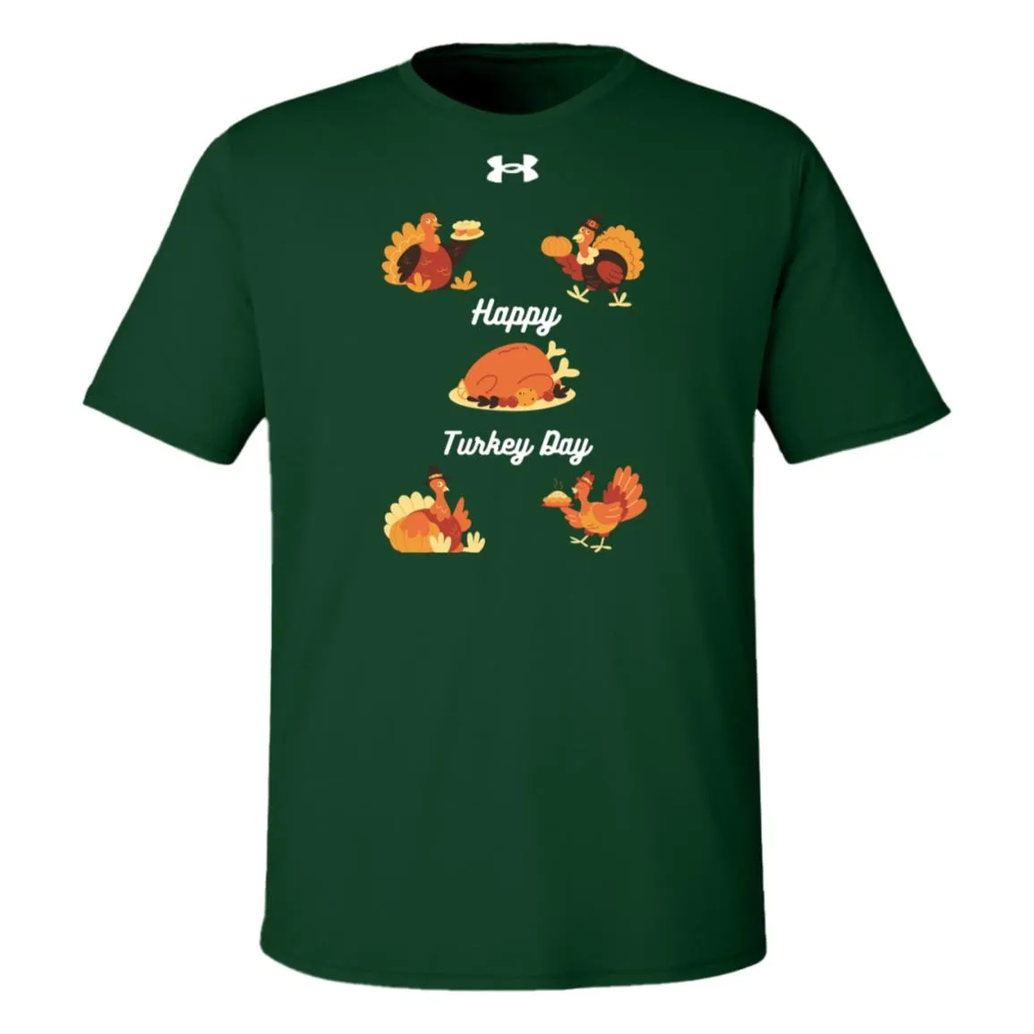 Happy Turkey Day white letters 1376842 Under Armour Team Tech Tee
