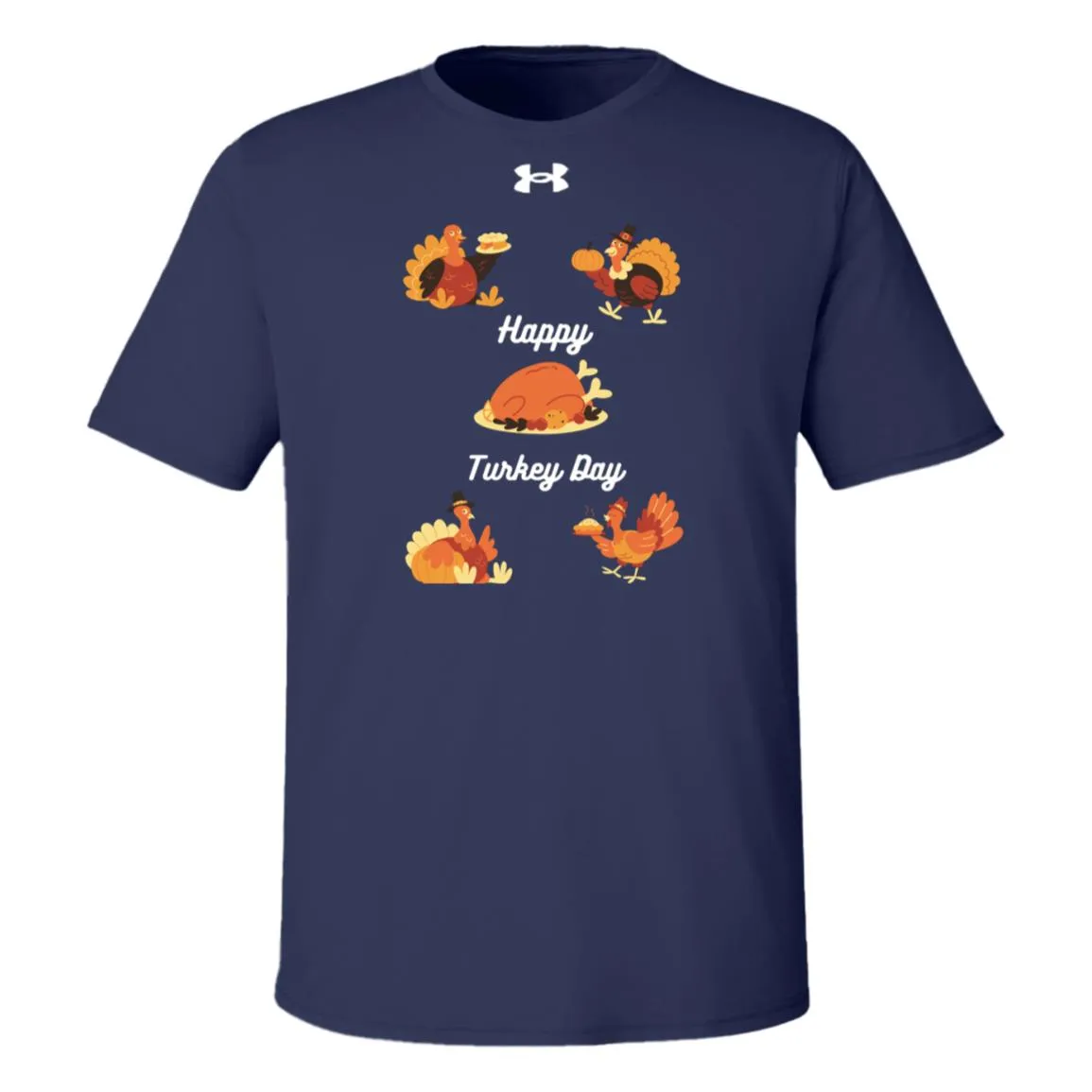 Happy Turkey Day white letters 1376842 Under Armour Team Tech Tee