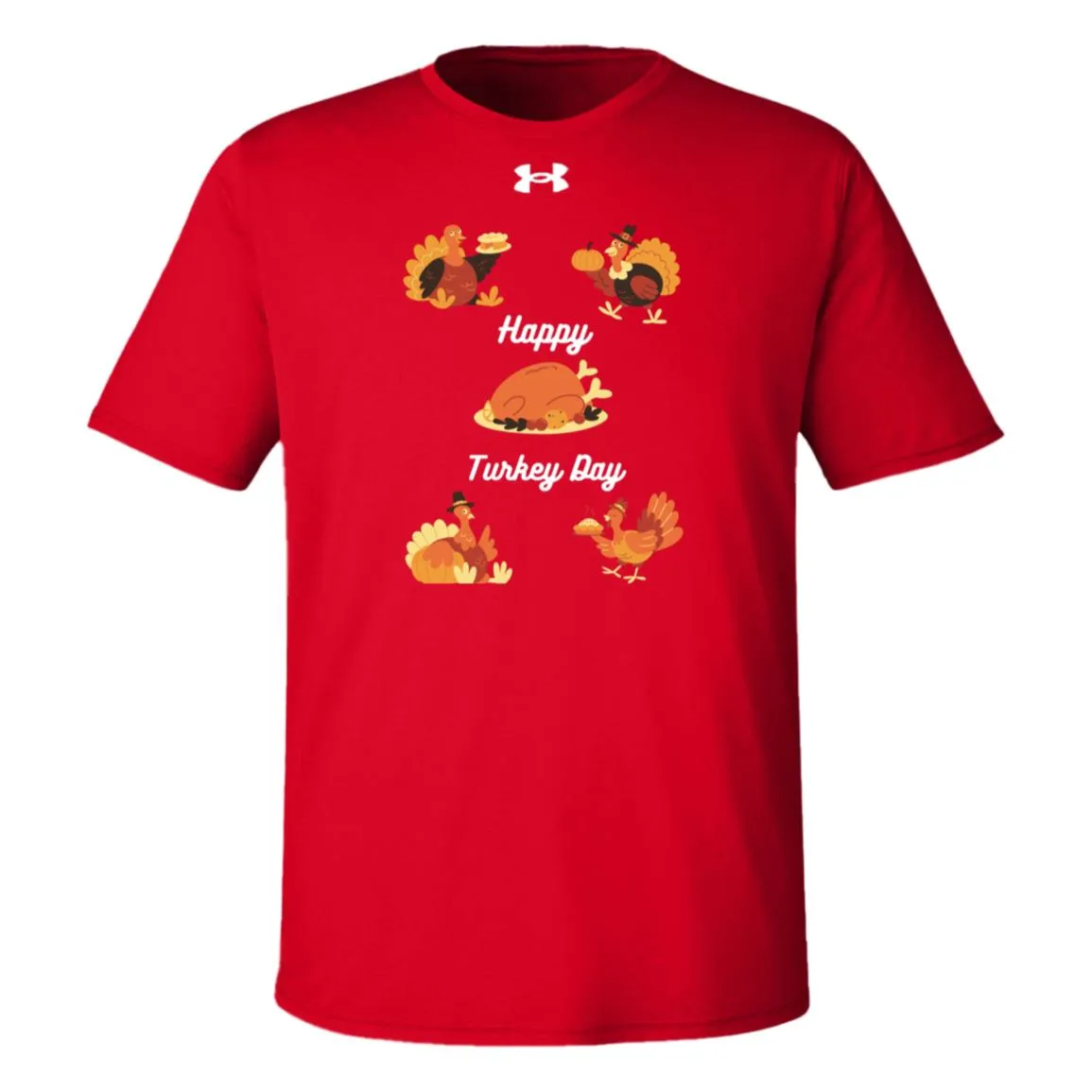 Happy Turkey Day white letters 1376842 Under Armour Team Tech Tee