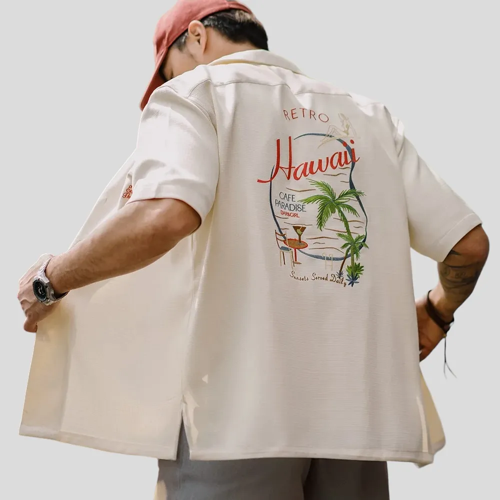 Hawaii embroidered camp shirt