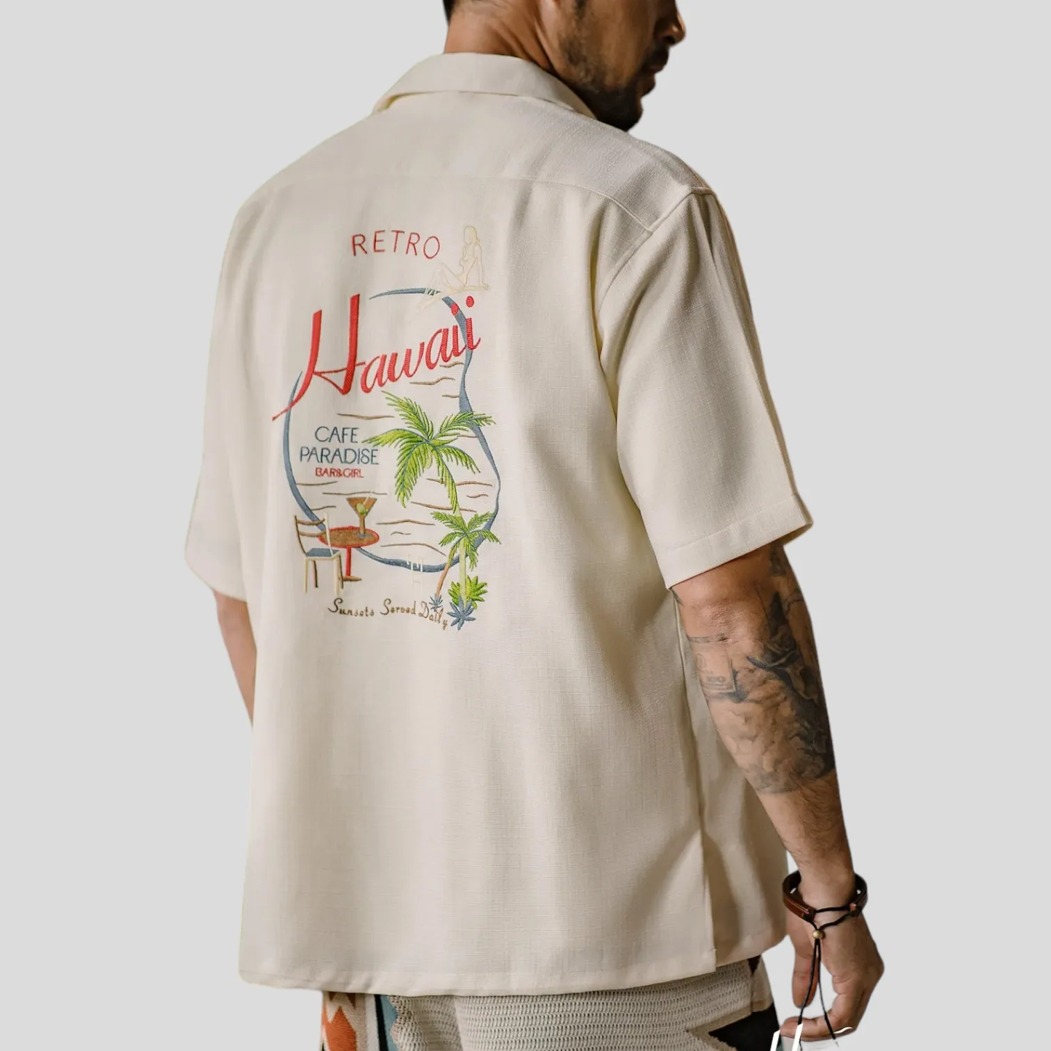 Hawaii embroidered camp shirt