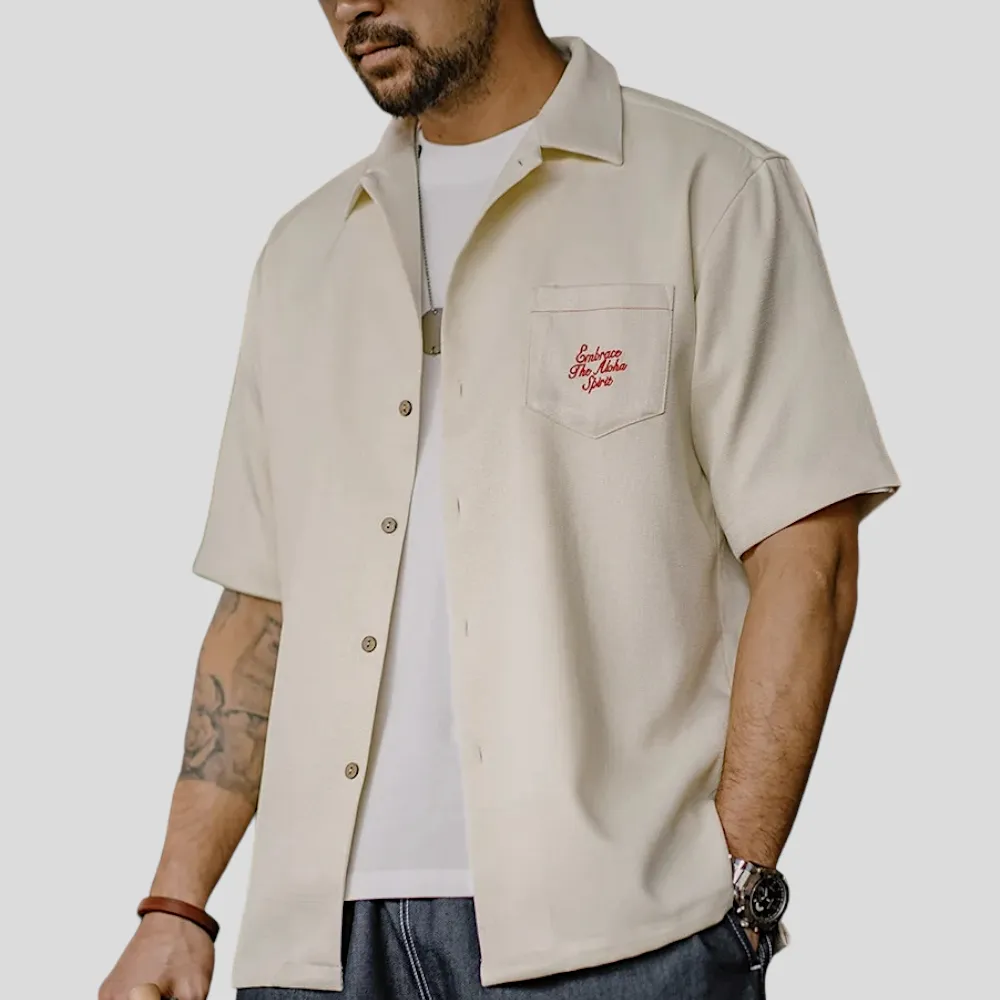 Hawaii embroidered camp shirt