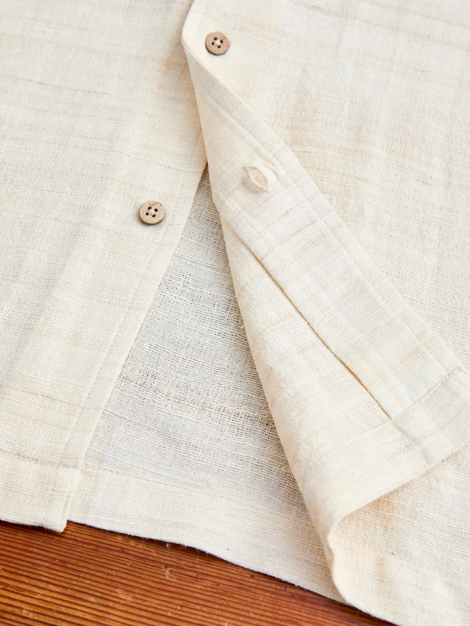 Leisure Shirt in Ivory Handloom Silk