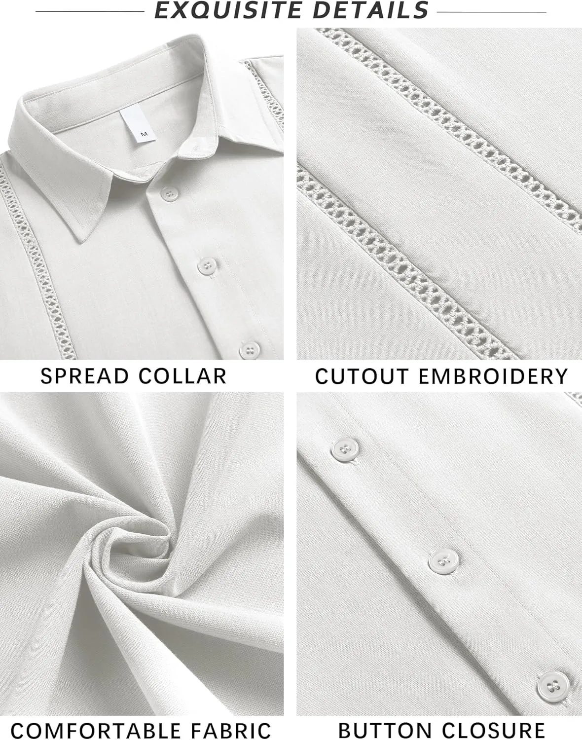 LETSEE Men's Cuban Guayabera Shirt Short Sleeve Casual Button Down Shirts Summer Beach Linen Shirts