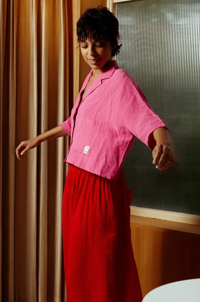 L.F Markey Maxim Fuchsia Linen Shirt