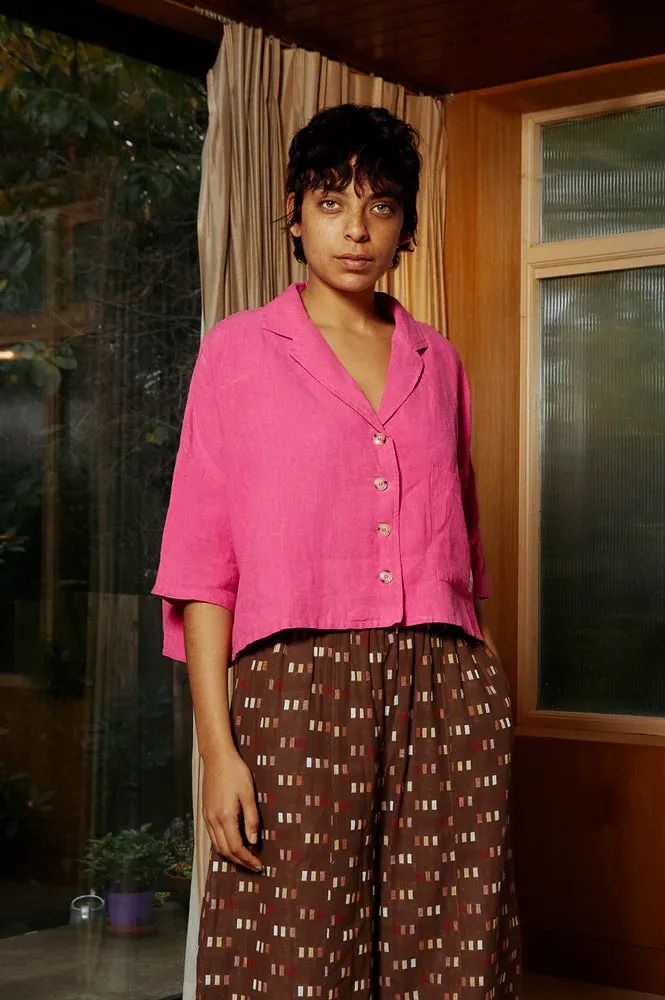 L.F Markey Maxim Fuchsia Linen Shirt