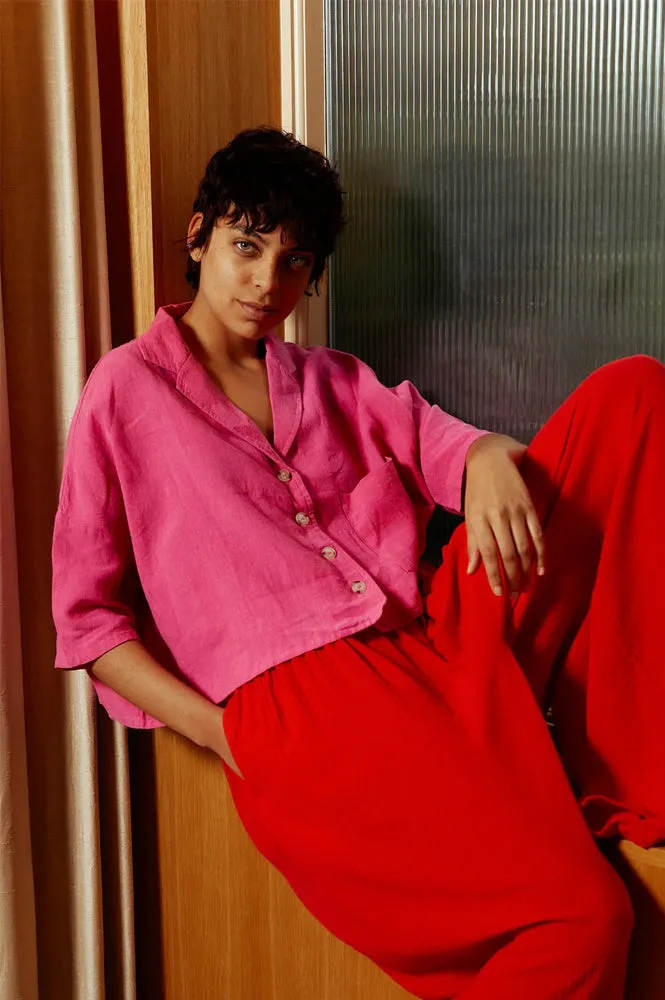 L.F Markey Maxim Fuchsia Linen Shirt