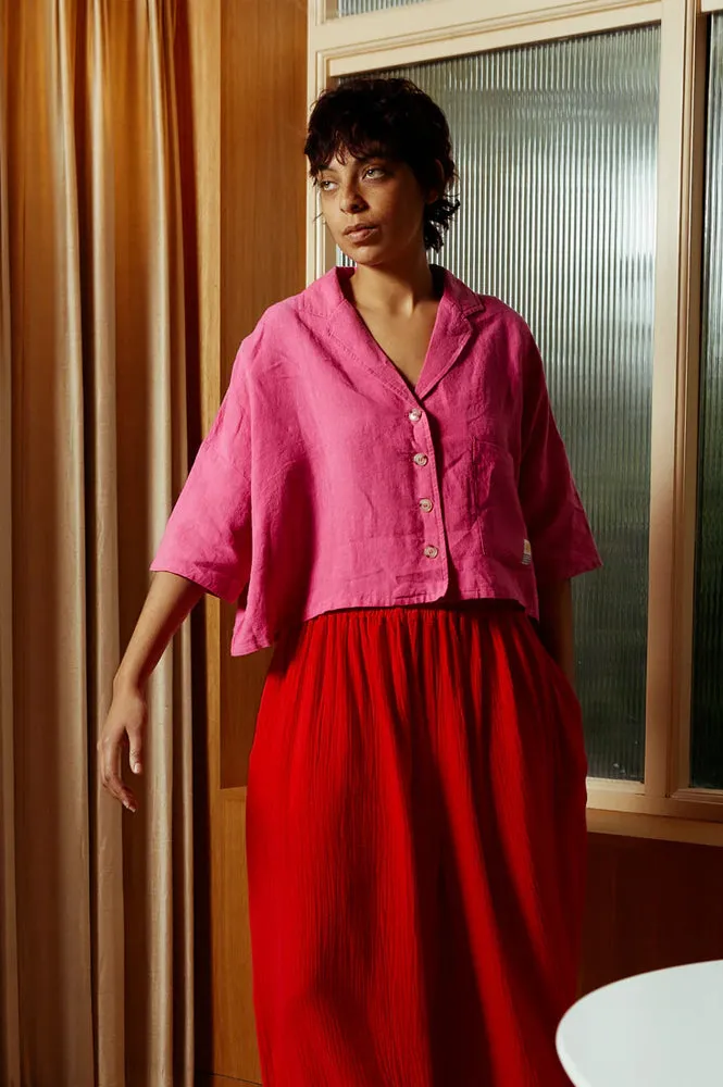 L.F Markey Maxim Fuchsia Linen Shirt
