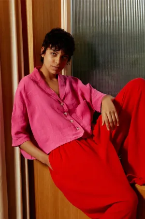 L.F Markey Maxim Fuchsia Linen Shirt