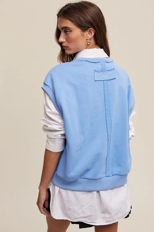 LISTICLE Short Sleeve Boxy Crew Neck Sweat Vest Top