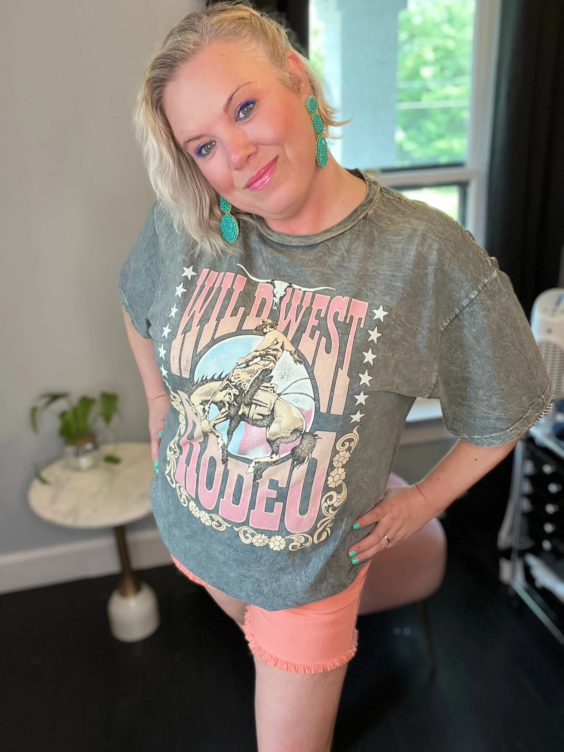 Lotus Fashion Wild West Rodeo Graphic Top