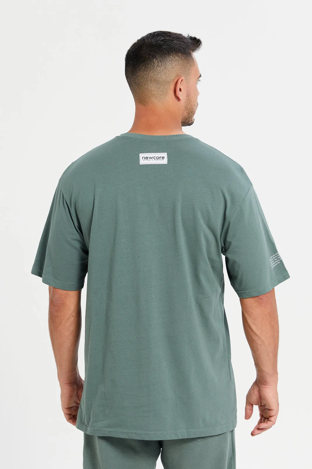 Men Green Printed Active T-Shirt