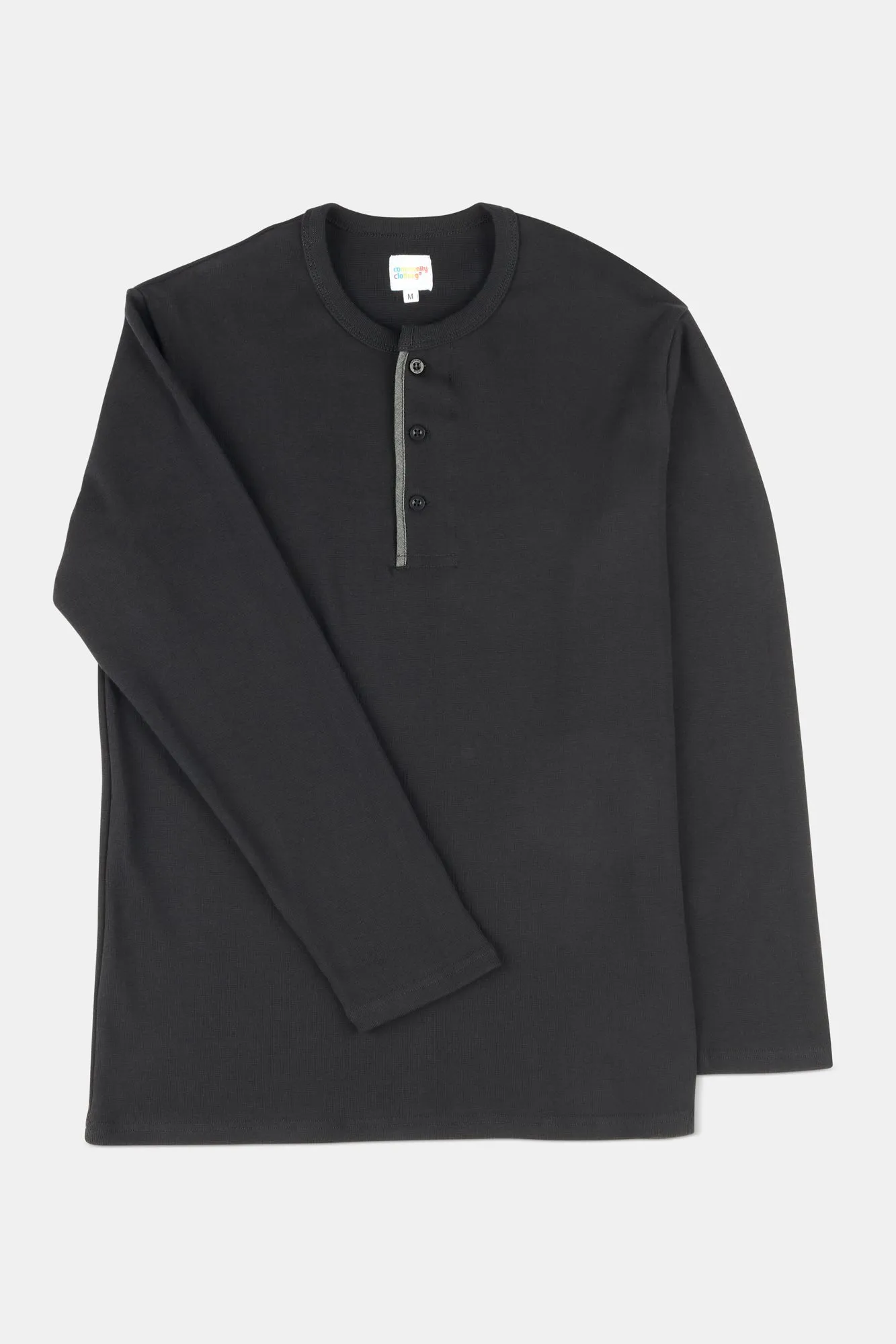 Men's Long Sleeve Henley Top - Black