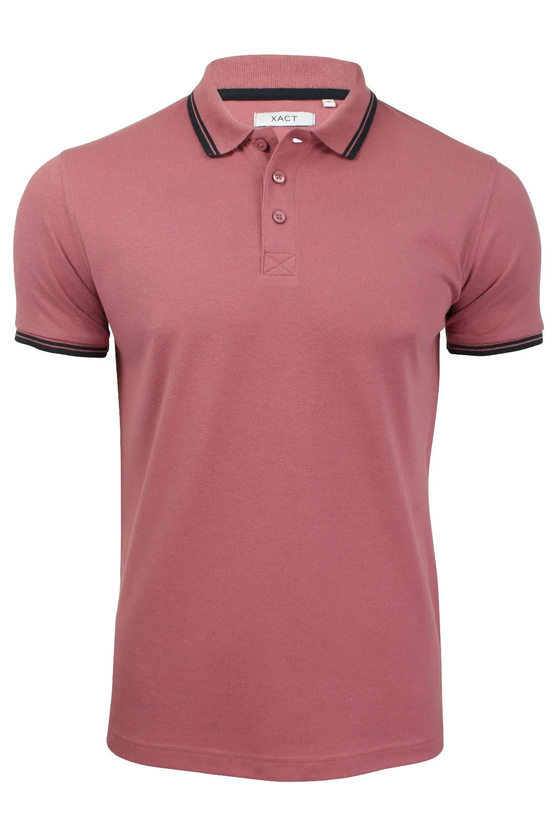 Mens Short Sleeved Twin Tipped Pique Polo T-Shirt by Xact (Washed Rose)