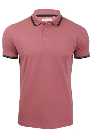 Mens Short Sleeved Twin Tipped Pique Polo T-Shirt by Xact (Washed Rose)