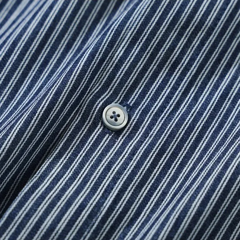 Mixed stripe camp shirt in oversized fit