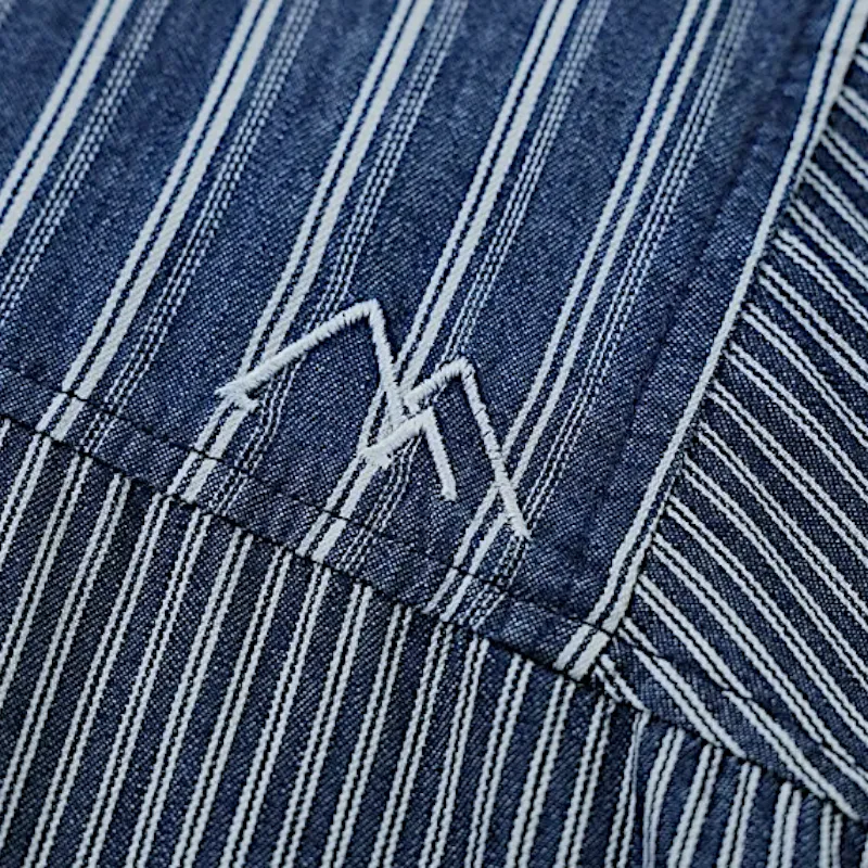 Mixed stripe camp shirt in oversized fit