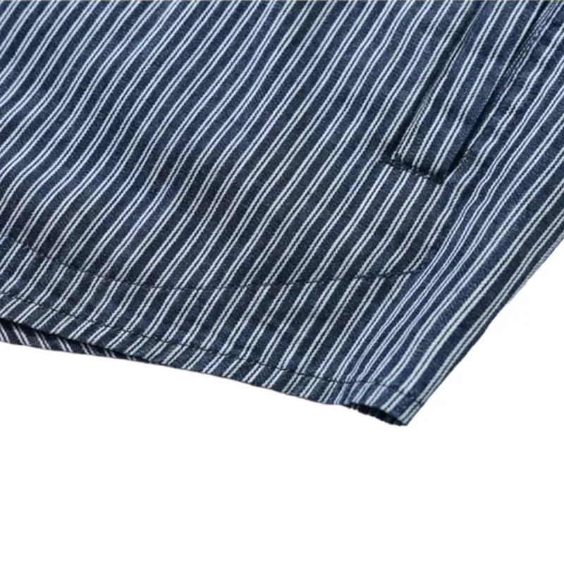 Mixed stripe camp shirt in oversized fit