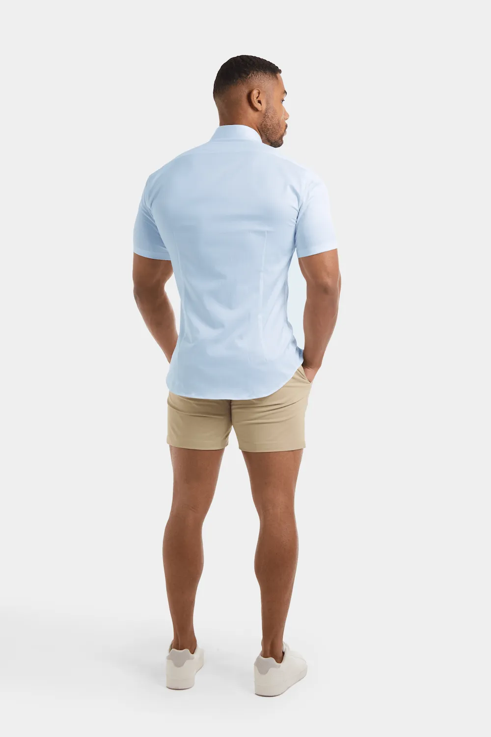 Muscle Fit Short Sleeve Signature Shirt in Blue