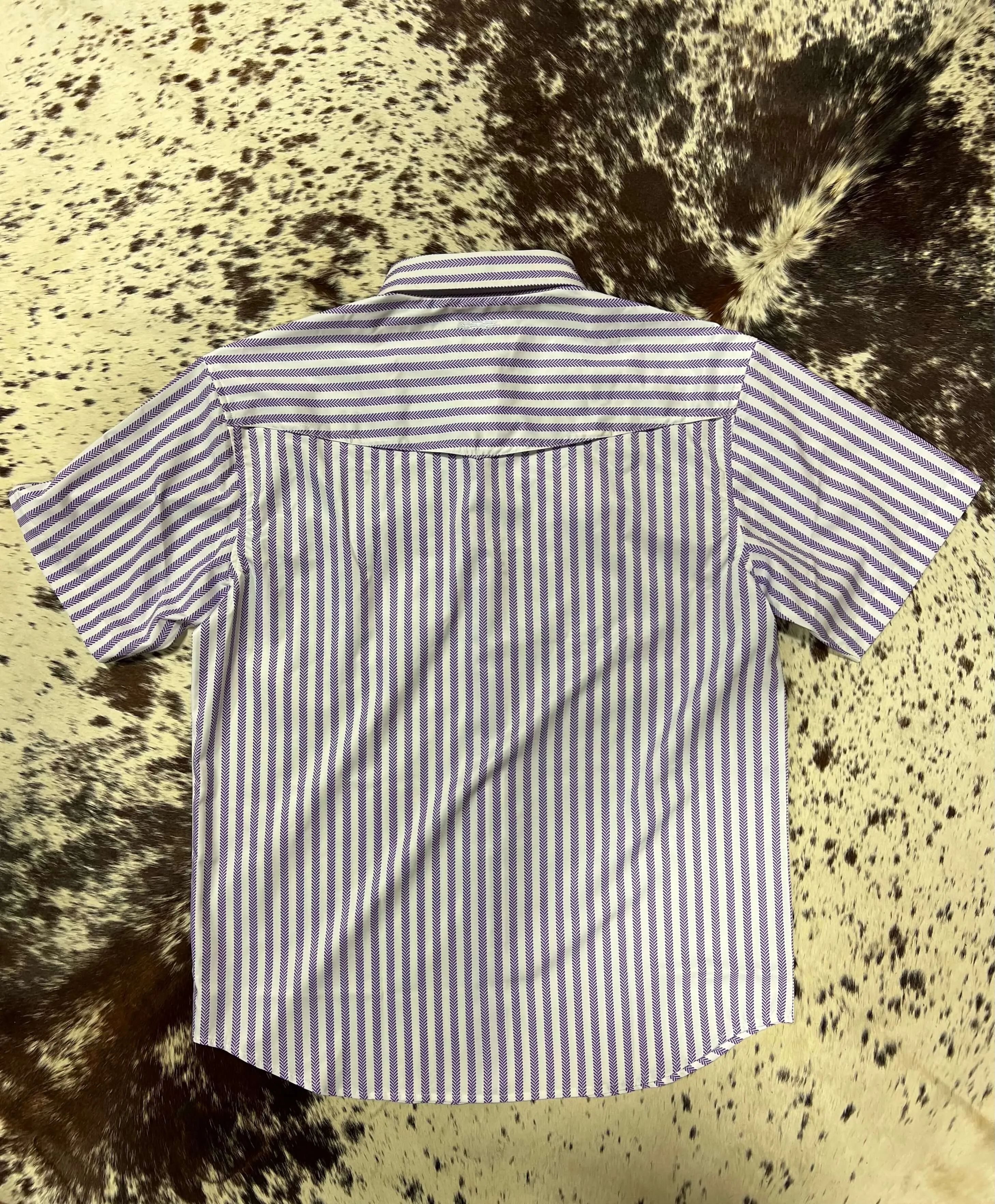 Outpost Performance Purple Stripe Pearl Snap SS Shirt