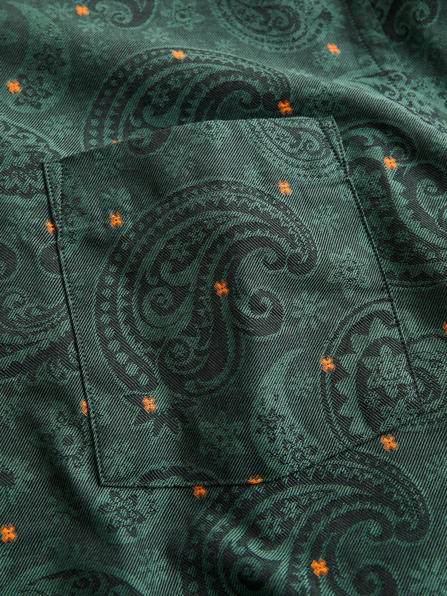 Paisley Jacquard Button-Up Shirt in Green
