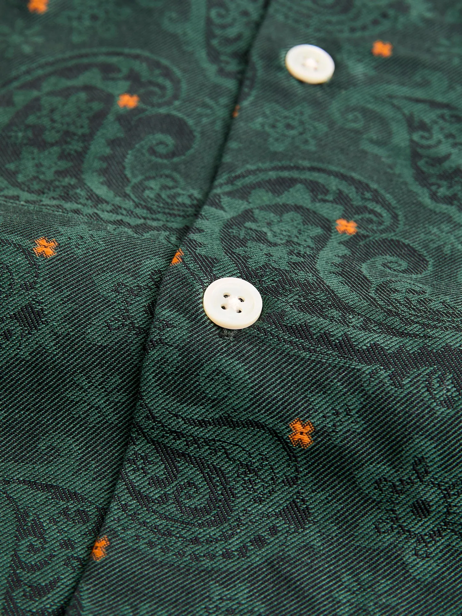 Paisley Jacquard Button-Up Shirt in Green