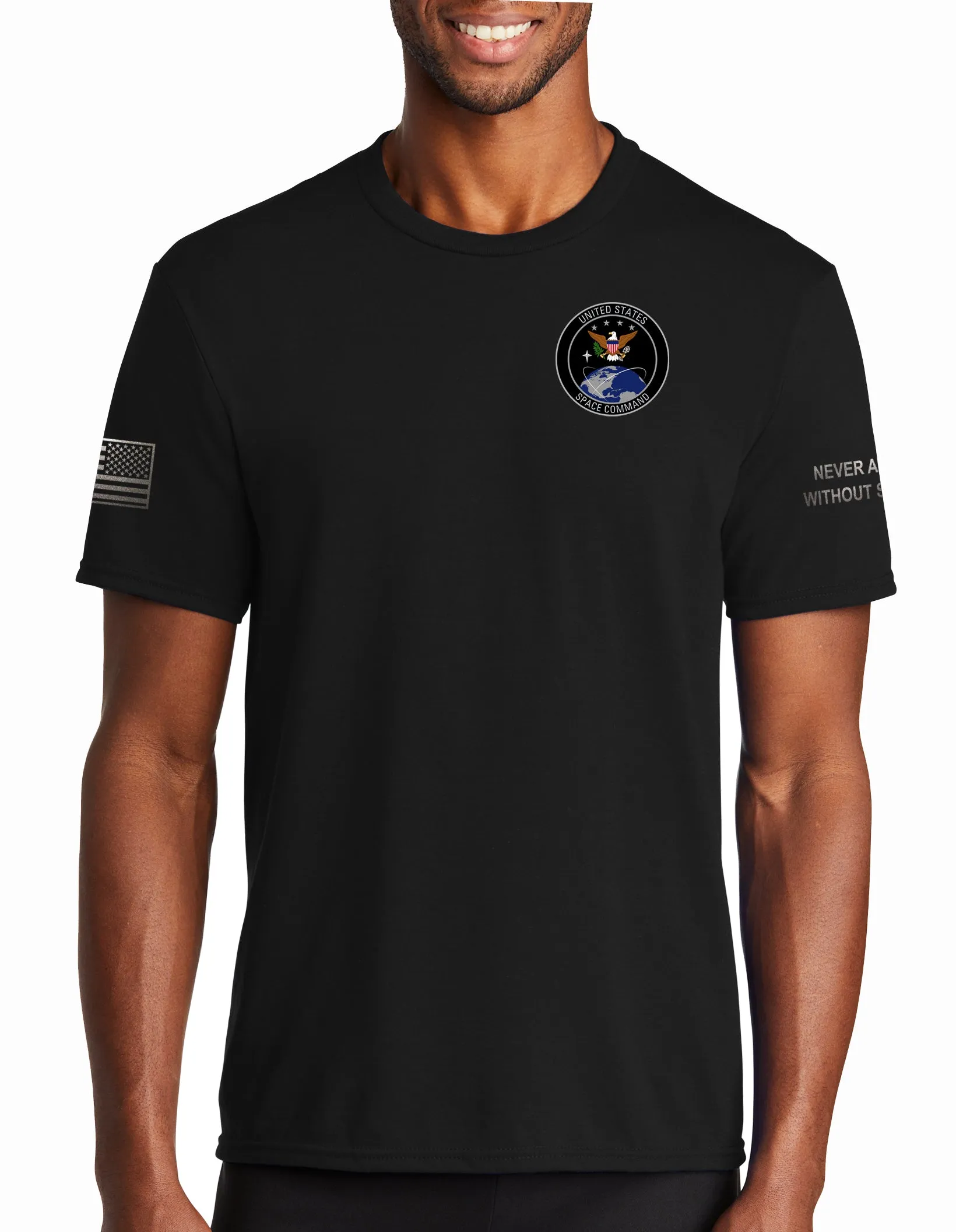Performance Short Sleeve Black on Black PT Shirt (Feels like Cotton). This shirt IS approved for PT.