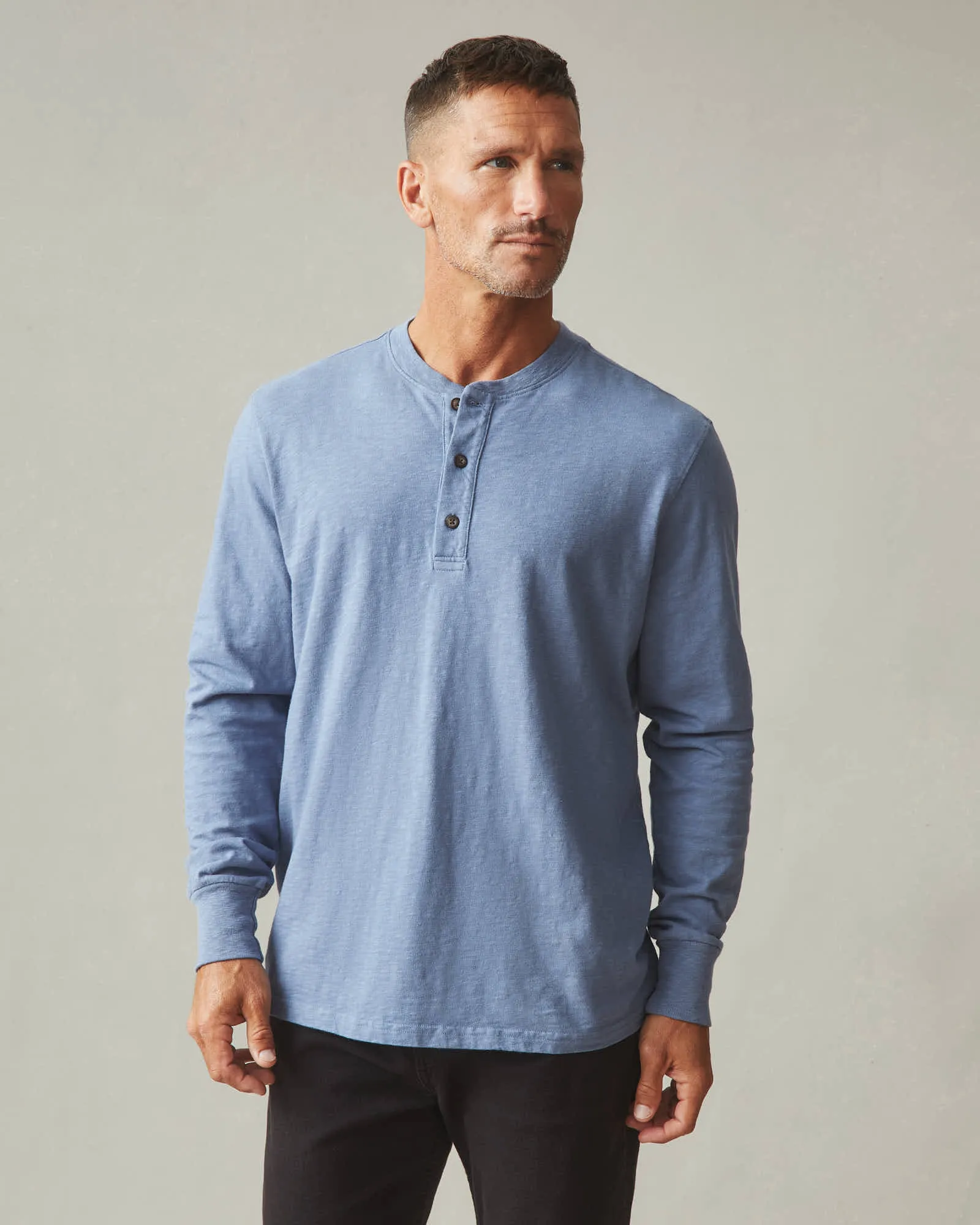 Premium Slub Henley Tee Long Sleeve - Wild Wind