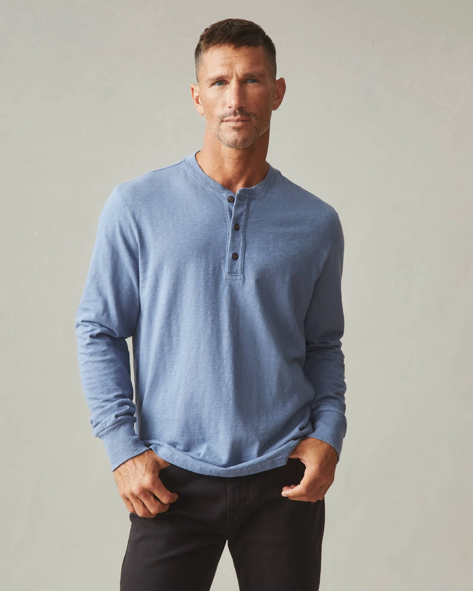 Premium Slub Henley Tee Long Sleeve - Wild Wind