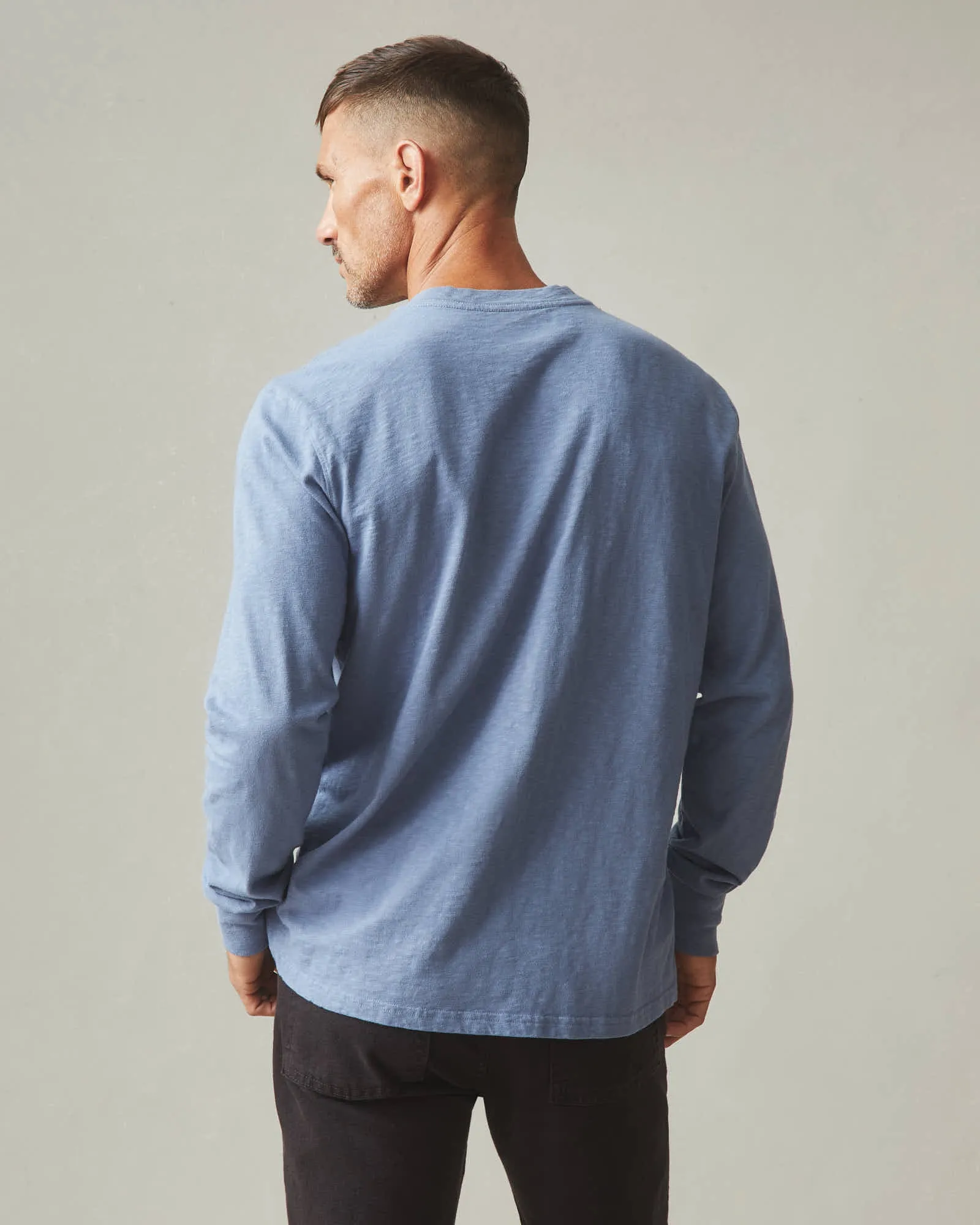 Premium Slub Henley Tee Long Sleeve - Wild Wind