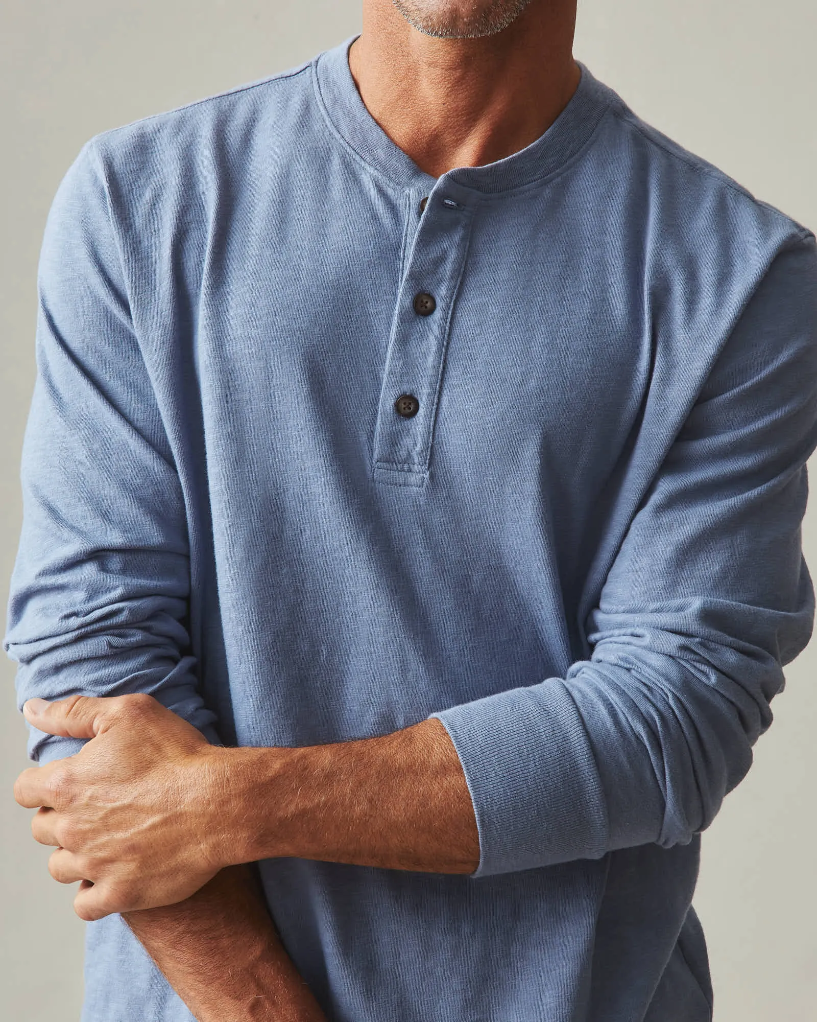 Premium Slub Henley Tee Long Sleeve - Wild Wind
