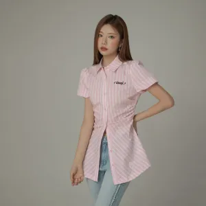 Puffy Short Sleeve Stripe Shirt