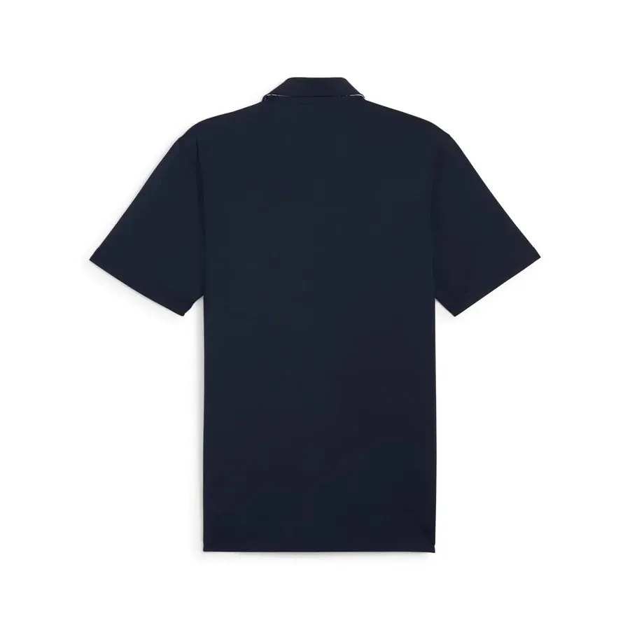 Pure AP Floral Trim Golf Polo - Navy